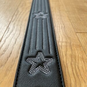 Star Guitar Strap - Black / White Stitch