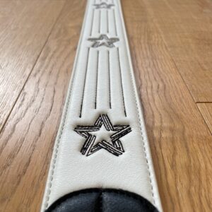 Star Guitar Strap - White / Black Stitch